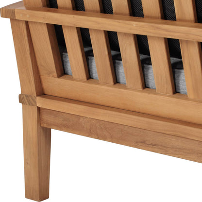 Andover Teak Sofa by Evans & Londeen. Made from density 22 foam in a coastal style.