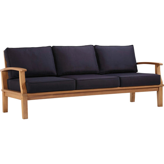 Andover Teak Sofa by Evans & Londeen. Made from density 22 foam in a coastal style.