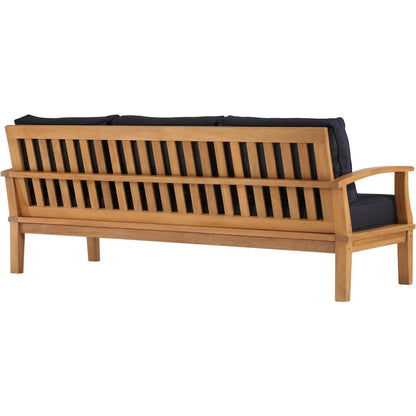Andover Teak Sofa by Evans & Londeen. Made from density 22 foam in a coastal style.