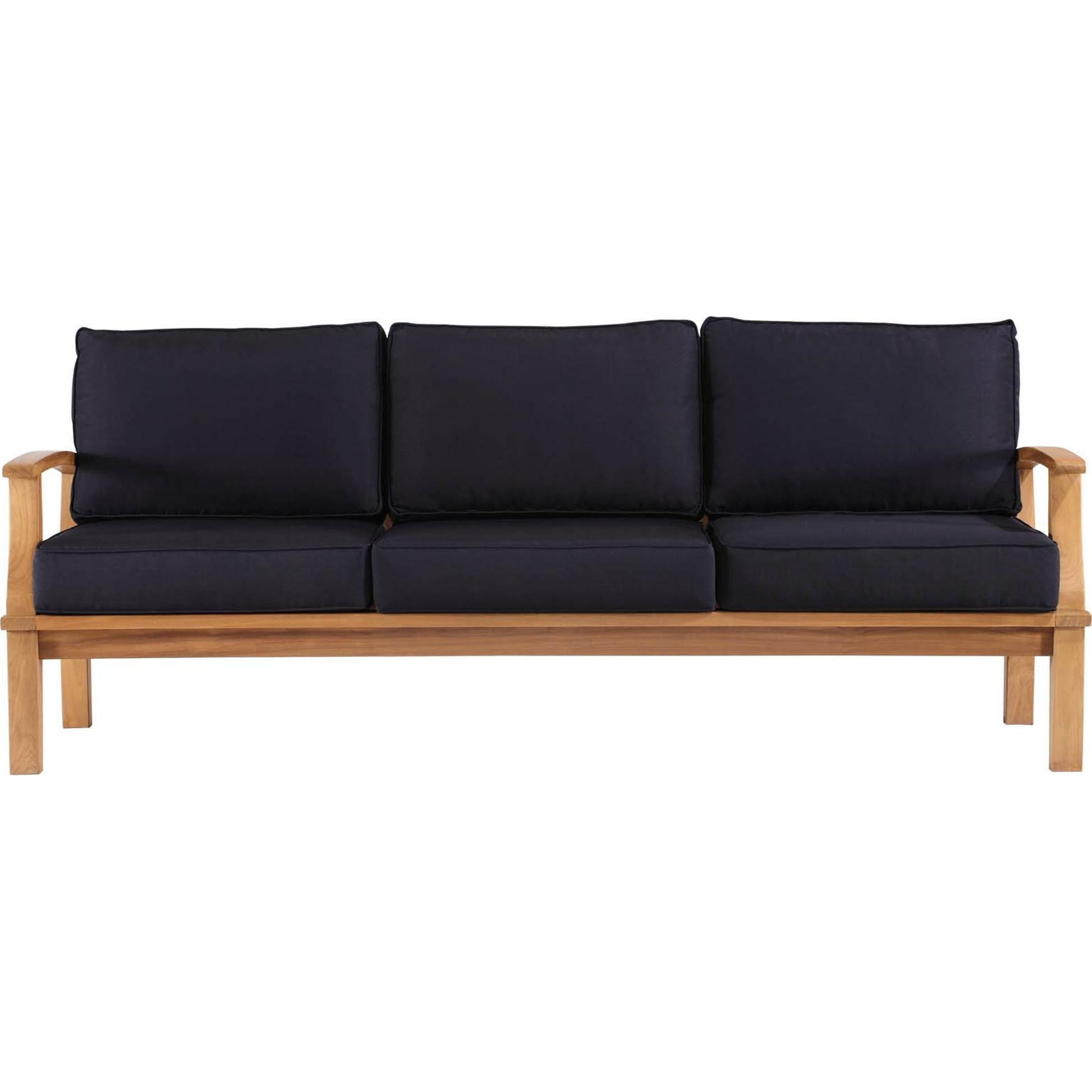Andover Teak Sofa by Evans & Londeen. Made from density 22 foam in a coastal style.