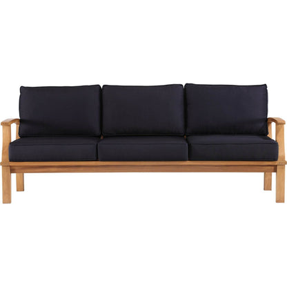 Andover Teak Sofa by Evans & Londeen. Made from density 22 foam in a coastal style.