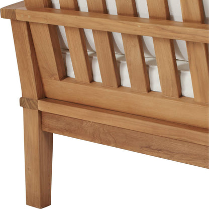 Andover Teak Sofa by Evans & Londeen. Made from density 22 foam in a coastal style.