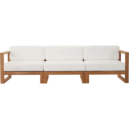 Natalia 3-Piece Teak Wood Sectional Sofa Set by Evans & Londeen in natural white. Made from unique in a modern style.