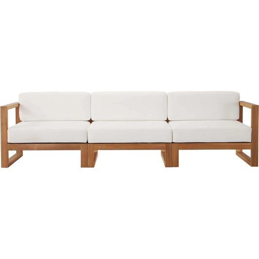 Natalia Teak Wood 3-Piece Sectional Sofa Set by Evans & Londeen in natural white. Made from unique in a modern style.