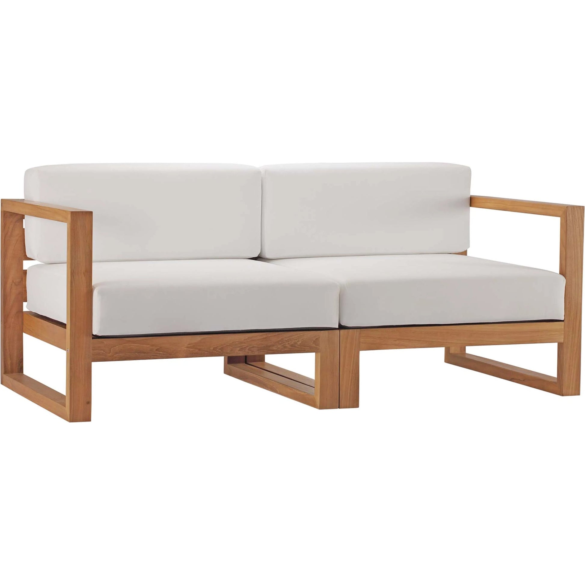 Natalia 2-Piece Teak Wood Sectional Sofa Loveseat by Evans & Londeen in natural white. Made from unique in a modern style.