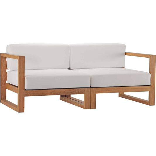 Natalia Teak Wood 2-Piece Sectional Sofa Loveseat by Evans & Londeen in natural white. Made from unique in a modern style.
