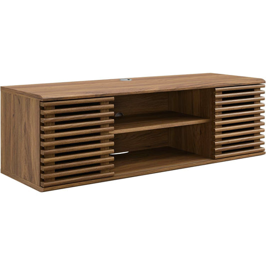 Rennell 46" Wall-Mount Media Console TV Stand by Evans & Londeen in walnut. Made from hcl pp df, mdf, polypropylene in a modern style.