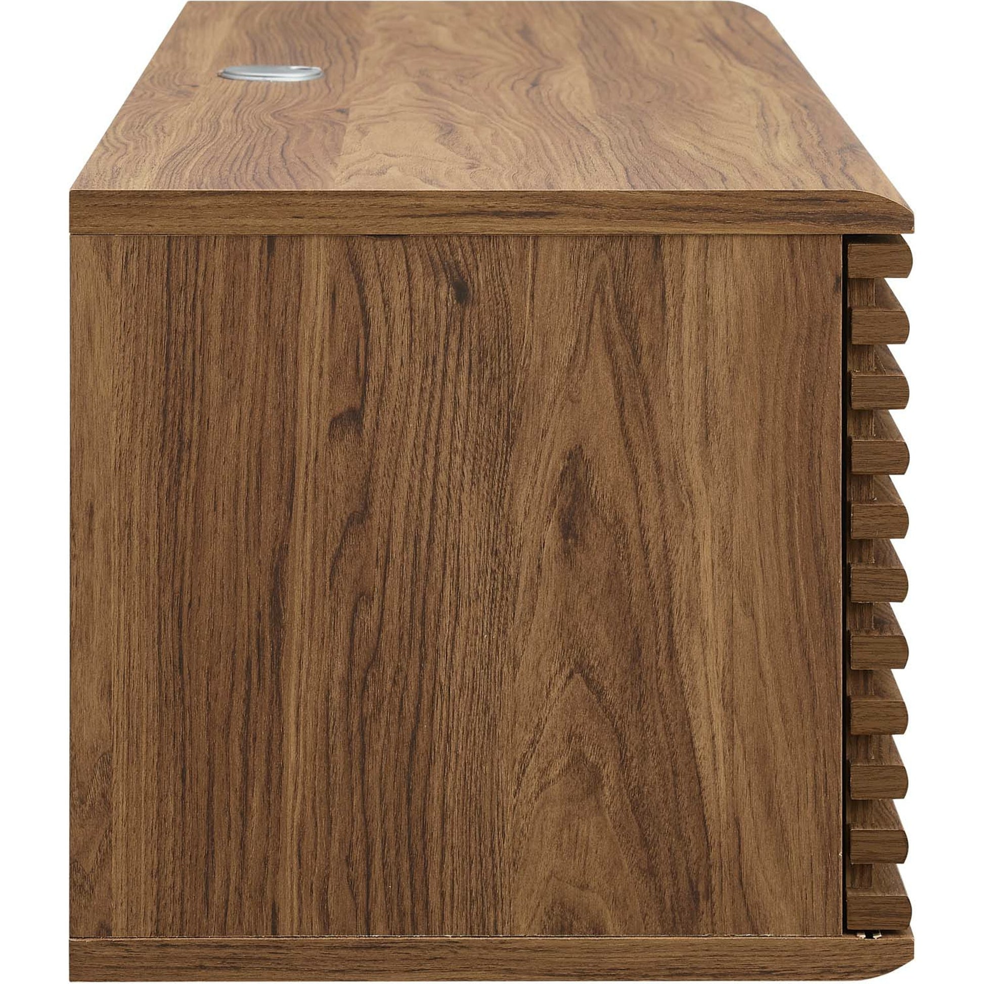 Rennell 46" Wall-Mount Media Console TV Stand by Evans & Londeen in walnut. Made from hcl pp df, mdf, polypropylene in a modern style.