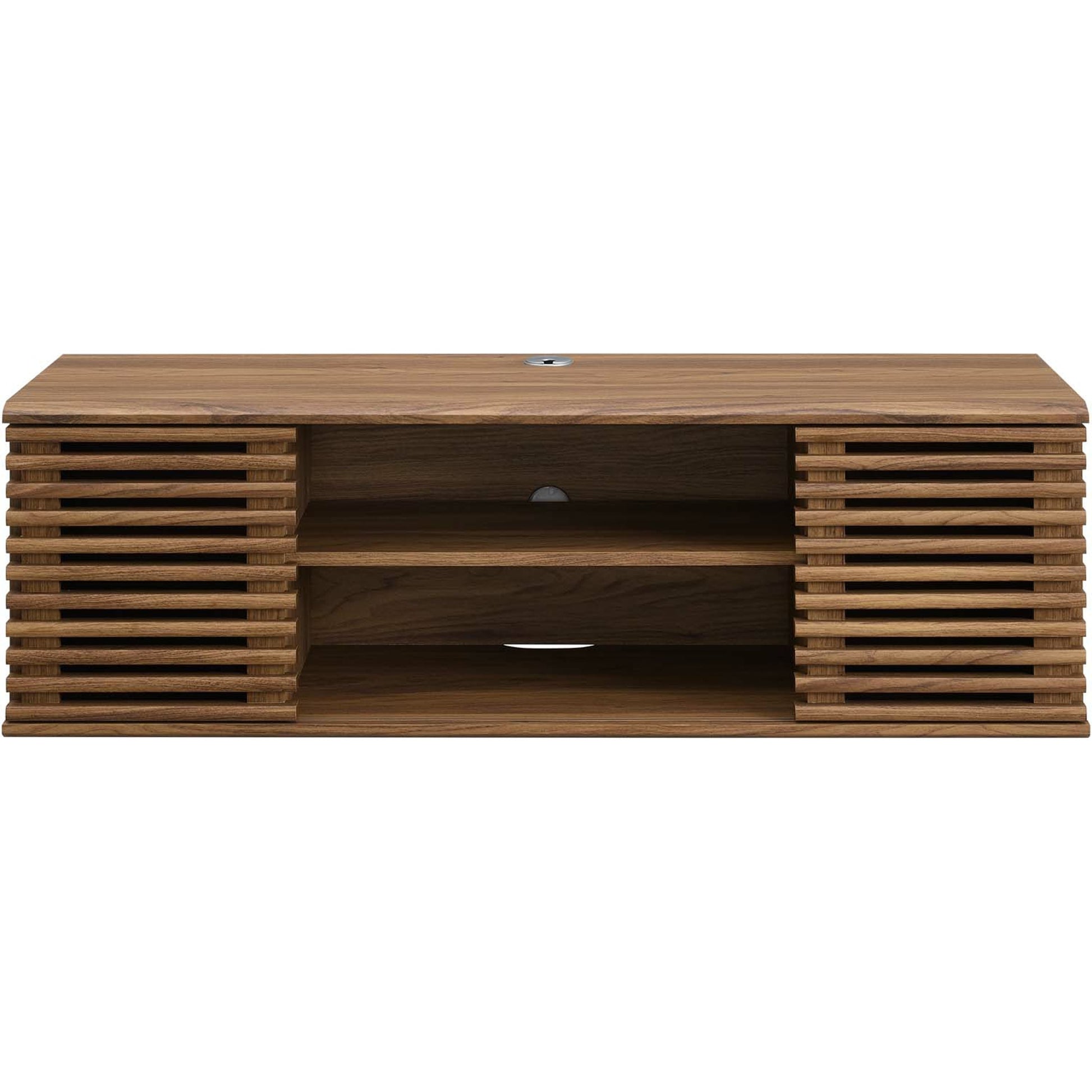 Rennell 46" Wall-Mount Media Console TV Stand by Evans & Londeen in walnut. Made from hcl pp df, mdf, polypropylene in a modern style.