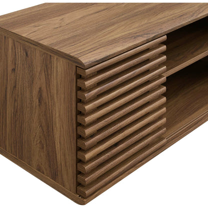 Rennell 46" Wall-Mount Media Console TV Stand by Evans & Londeen in walnut. Made from hcl pp df, mdf, polypropylene in a modern style.