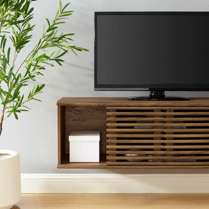 Rennell 46" Wall-Mount Media Console TV Stand by Evans & Londeen in walnut. Made from hcl pp df, mdf, polypropylene in a modern style.