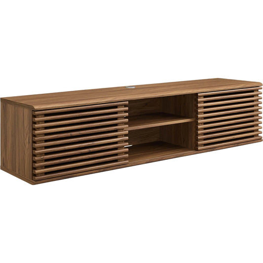 Rennell 60" Wall Mount Media Console by Evans & Londeen in walnut. Made from mdf, polypropylene in a modern style.