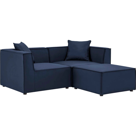 Foote Loveseat and Ottoman Set by Evans & Londeen. Made from foam density 28kg, m3, back cushion is filling with doll cotton, aluminum tube in a modern style.