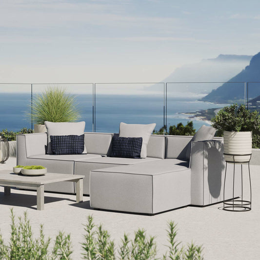 Foote 4-Piece Sectional Sofa by Evans & Londeen. Made from foam density 28kg, m3, back cushion is filling with doll cotton, aluminum tube in a modern style.