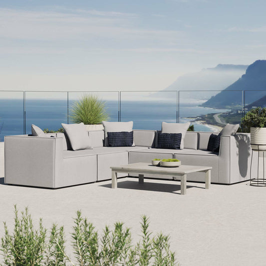 Foote 5-Piece Sectional Sofa by Evans & Londeen. Made from foam density 28kg, m3, back cushion is filling with doll cotton, aluminum tube in a modern style.