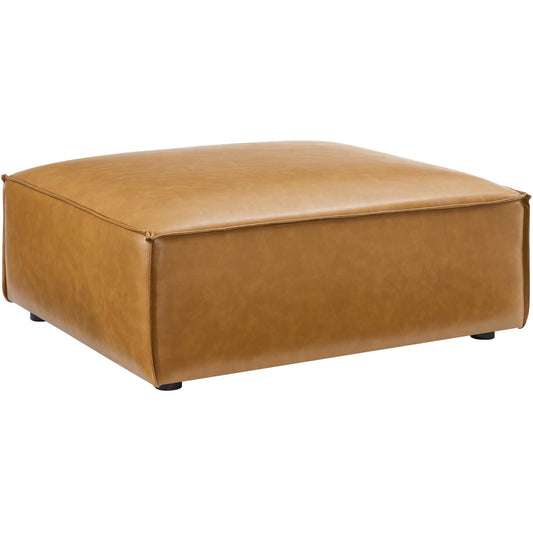Kendall Vegan Ottoman by Evans & Londeen in tan. Made from foam density is 30kg, m3, spring pocket, shaotai fabric, 100% polyester, plywood, solid wood in a modern style.