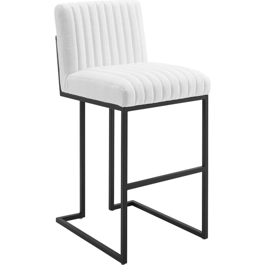 Oswego Channel Bar Stool by Evans & Londeen in white. Made from plywood, 2 layers of foam, m3, 100% polyester in a modern style.