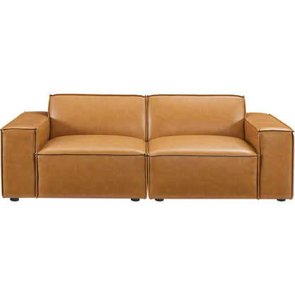 Kendall Vegan Loveseat by Evans & Londeen in tan. Made from foam density is 30kg, m3, 100% polyester, legs rubberwood, pine solid wood in a modern style.