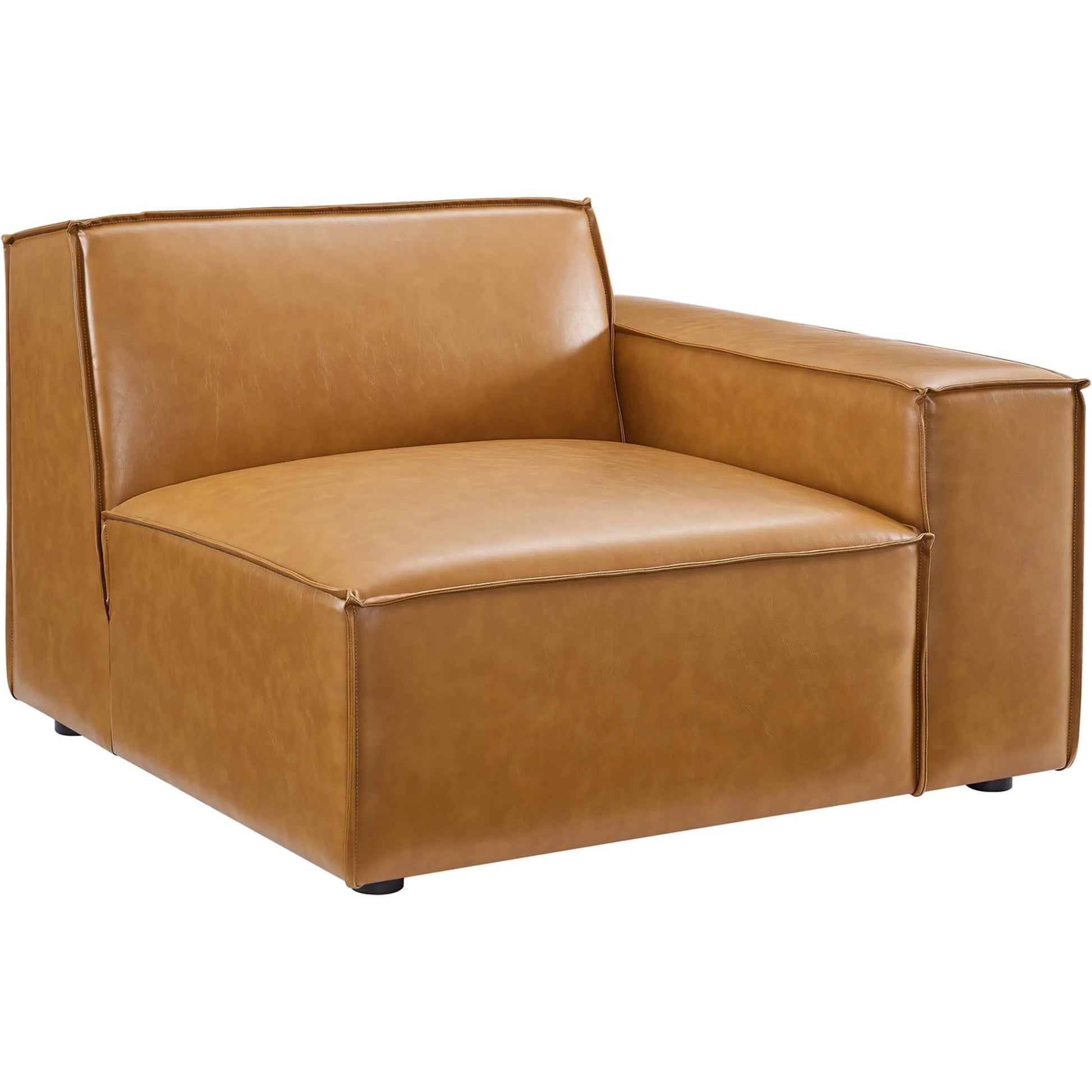 Kendall Vegan Loveseat by Evans & Londeen in tan. Made from foam density is 30kg, m3, 100% polyester, legs rubberwood, pine solid wood in a modern style.