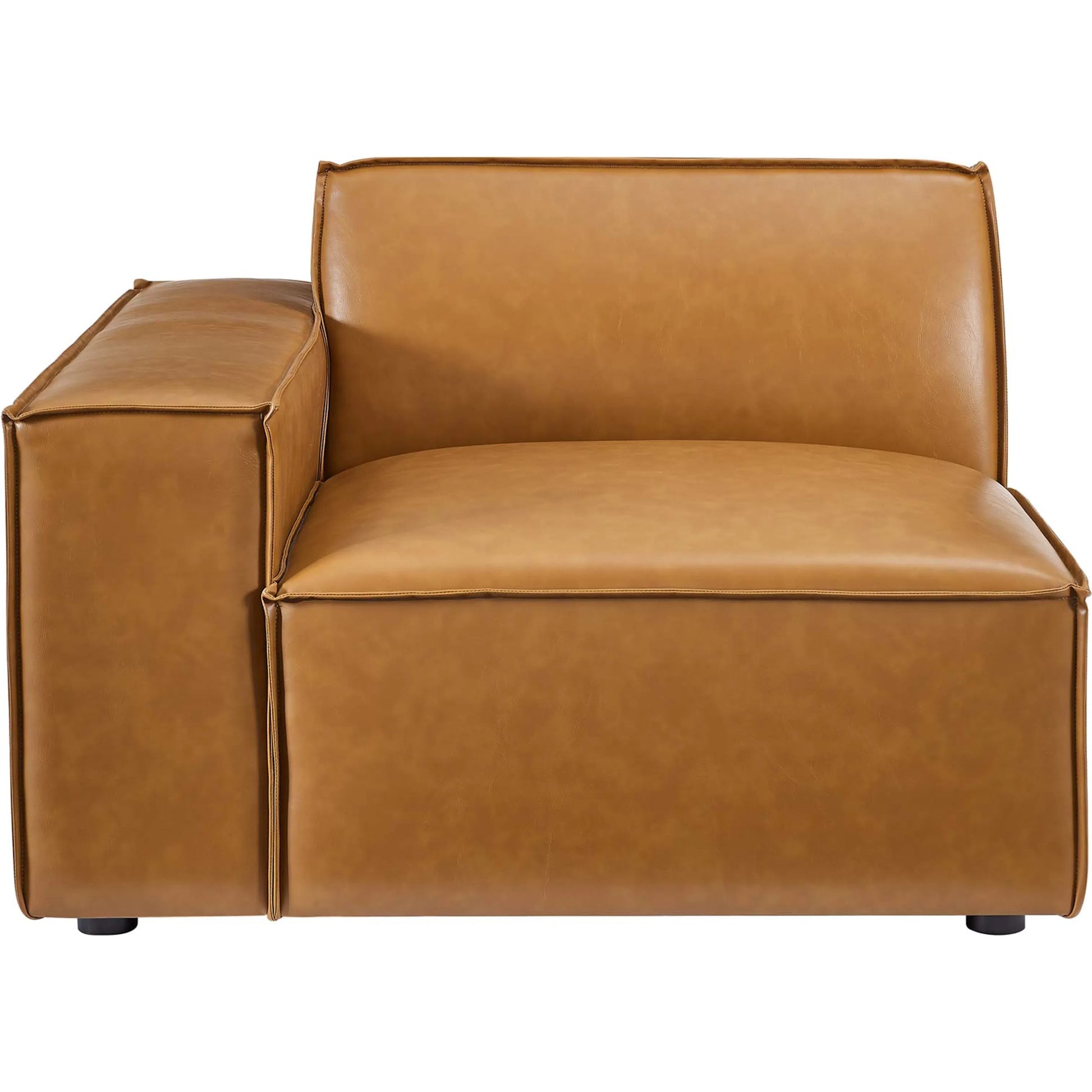 Kendall Vegan Loveseat by Evans & Londeen in tan. Made from foam density is 30kg, m3, 100% polyester, legs rubberwood, pine solid wood in a modern style.