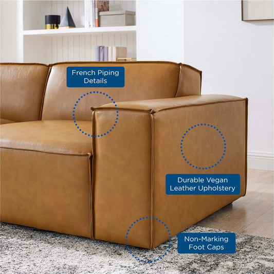 Kendall Vegan Loveseat by Evans & Londeen in tan. Made from foam density is 30kg, m3, 100% polyester, legs rubberwood, pine solid wood in a modern style.