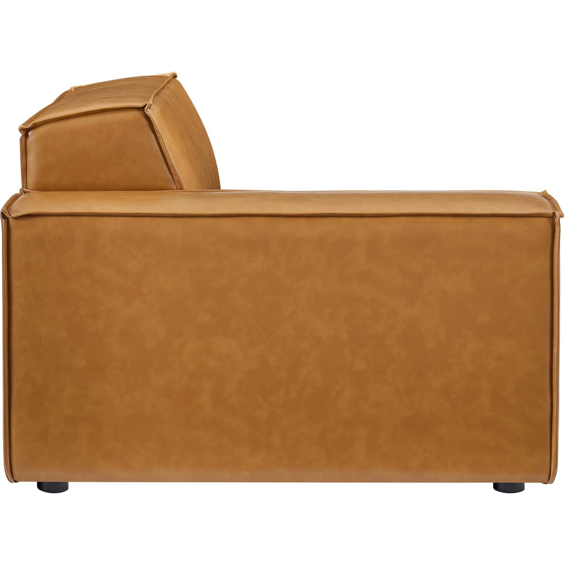 Kendall Vegan Loveseat by Evans & Londeen in tan. Made from foam density is 30kg, m3, 100% polyester, legs rubberwood, pine solid wood in a modern style.