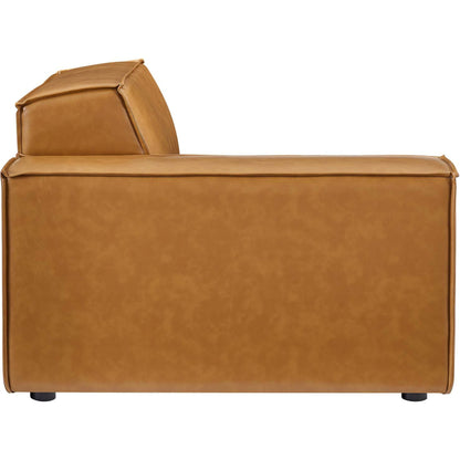 Kendall Vegan Loveseat by Evans & Londeen in tan. Made from foam density is 30kg, m3, 100% polyester, legs rubberwood, pine solid wood in a modern style.