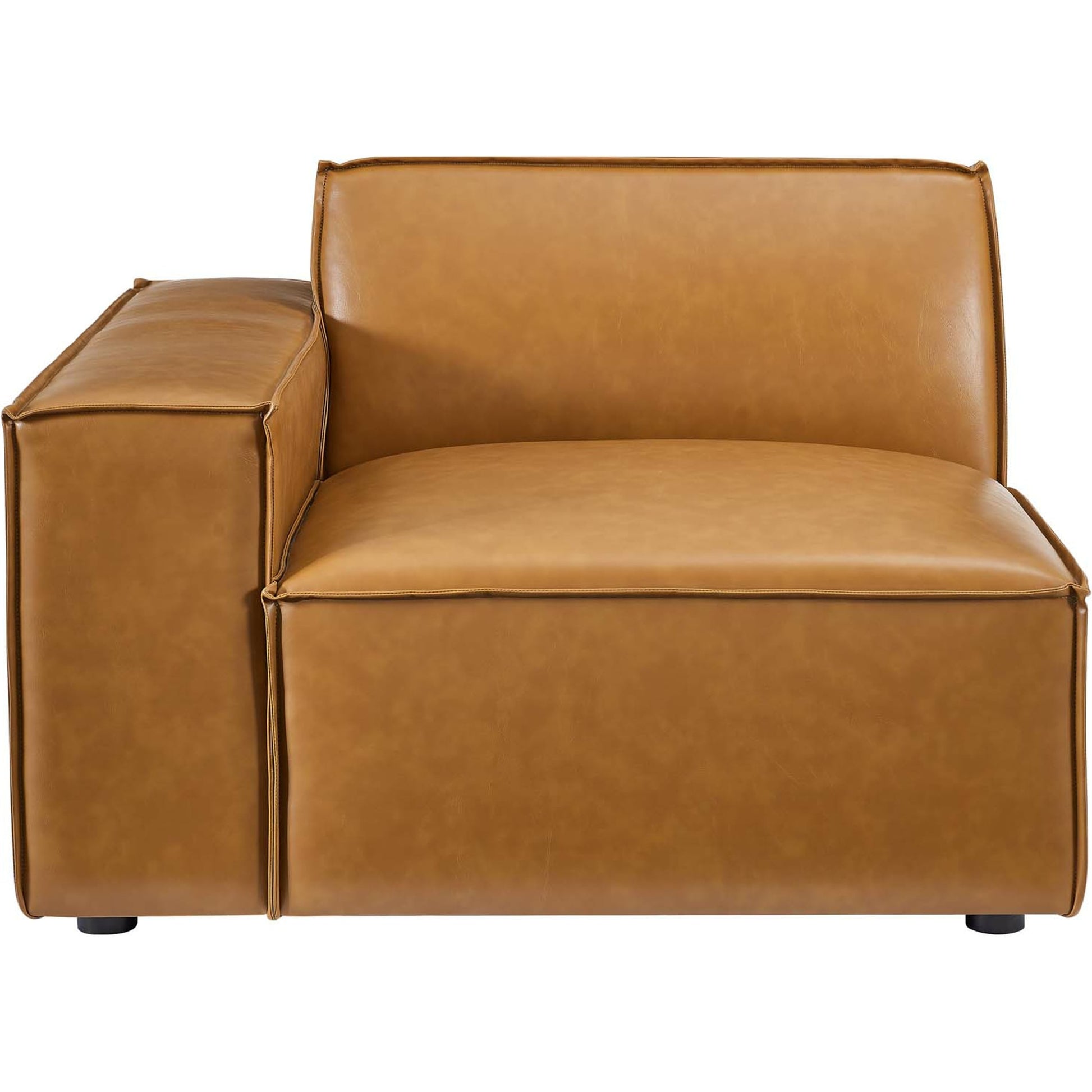 Kendall Vegan Loveseat by Evans & Londeen in tan. Made from foam density is 30kg, m3, 100% polyester, legs rubberwood, pine solid wood in a modern style.