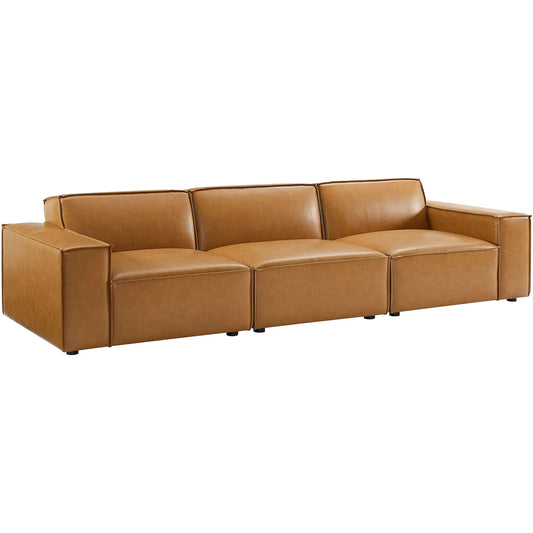 Kendall Vegan 3-Piece Sofa by Evans & Londeen in tan. Made from foam density is 30kg, m3, 100% polyester, legs rubberwood, pine solid wood in a modern style.