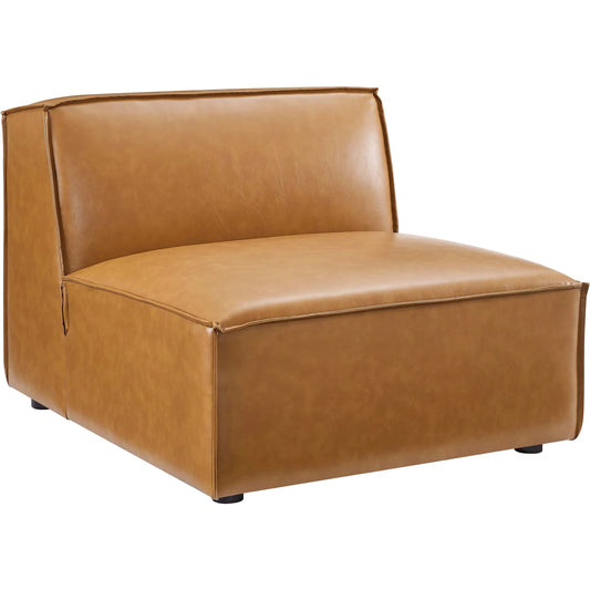 Kendall 4-Piece Vegan Sectional Sofa by Evans & Londeen in tan. Made from foam density is 30kg, m3, 100% polyester, legs rubberwood, pine solid wood in a modern style.