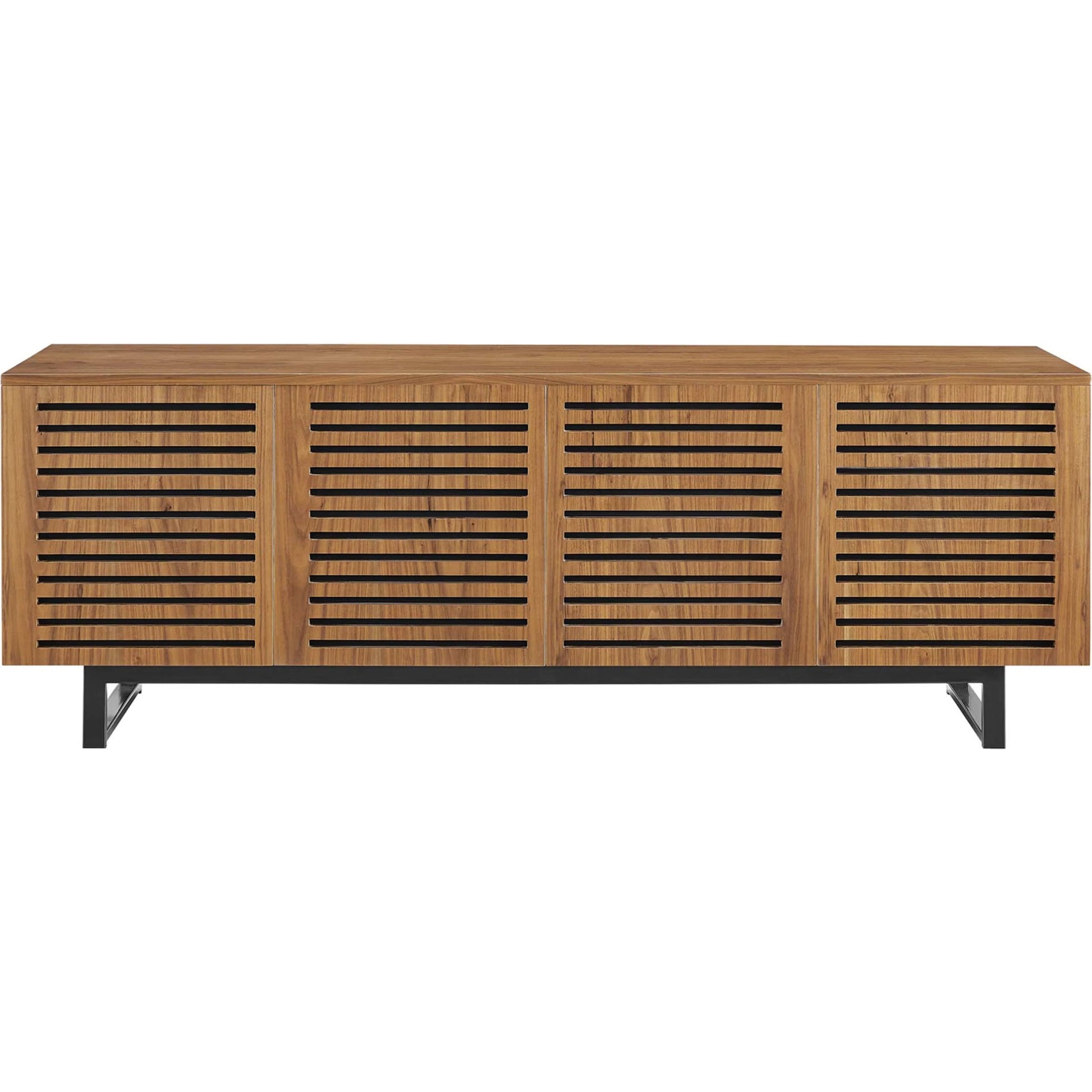 Henry 73" TV Stand by Evans & Londeen in walnut. Made from the body is 0.5in mdf with walnut wood veneer, legs is 40*20*1.2mm iron tube powder coated in black color in a modern style.