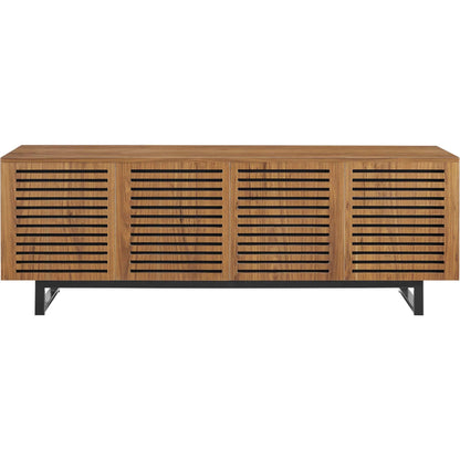 Henry 73" TV Stand by Evans & Londeen in walnut. Made from the body is 0.5in mdf with walnut wood veneer, legs is 40*20*1.2mm iron tube powder coated in black color in a modern style.