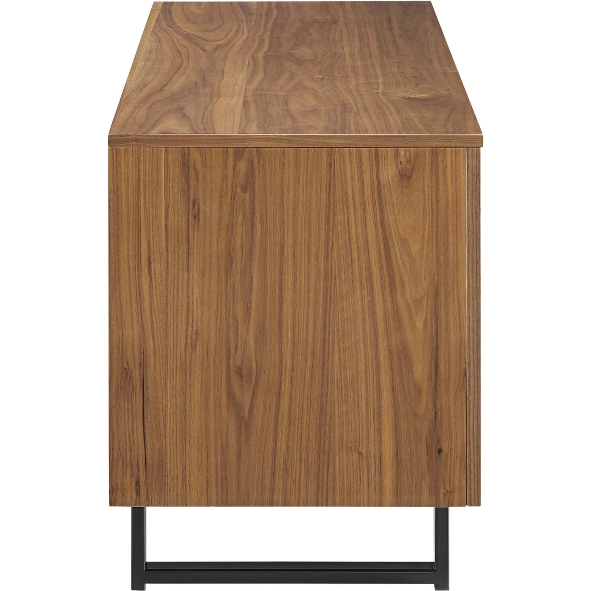 Henry 55" TV Stand by Evans & Londeen in walnut. Made from the body is 18mm mdf with walnut wood veneer, legs is 40*20*1.2mm iron tube powder coated in black color in a modern style.