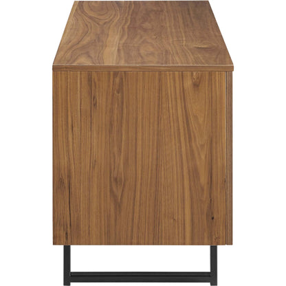 Henry 55" TV Stand by Evans & Londeen in walnut. Made from the body is 18mm mdf with walnut wood veneer, legs is 40*20*1.2mm iron tube powder coated in black color in a modern style.