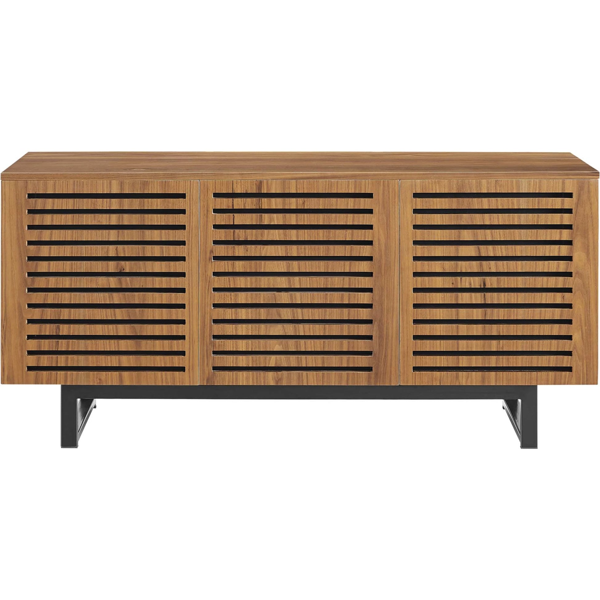 Henry 55" TV Stand by Evans & Londeen in walnut. Made from the body is 18mm mdf with walnut wood veneer, legs is 40*20*1.2mm iron tube powder coated in black color in a modern style.