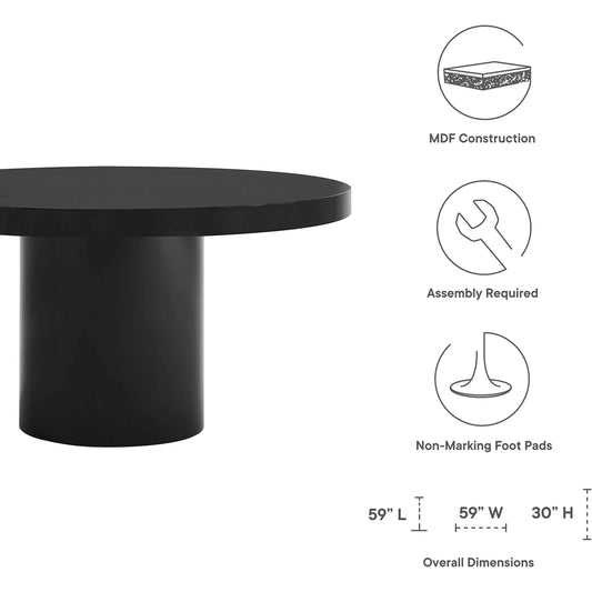Wadena 60" Round Dining Table by Evans & Londeen. Made from dia 60" round dining table top, p2 mdf panel, base bottom with 4pcs felt mat in a modern style.