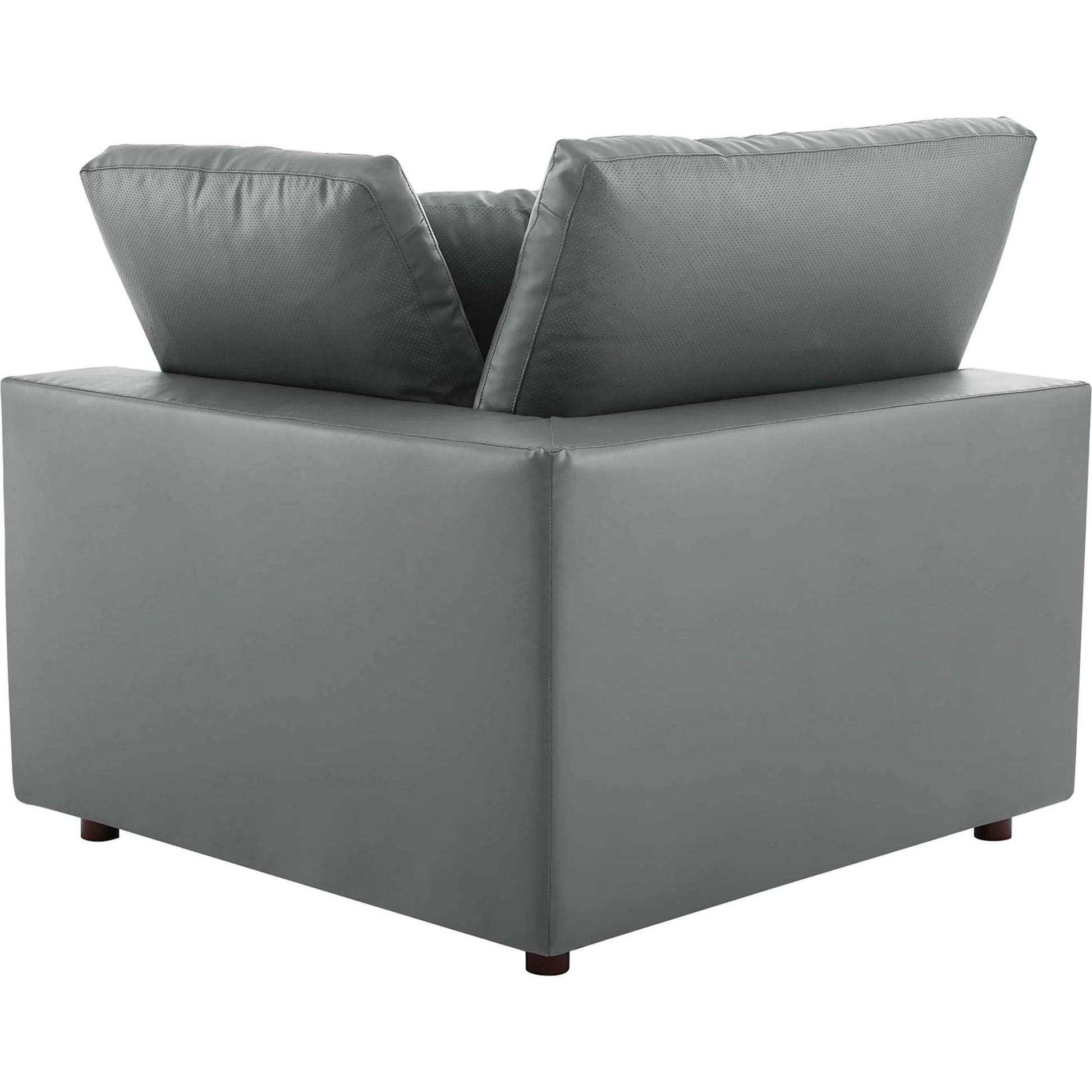 Wheatland Down Filled Overstuffed Vegan 4-Piece Sectional Sofa by Evans & Londeen in tan. Made from solid wood, plastic foot pad, spring pocket, m3 density foam, seat cushion: doll cotton 50%, down feather 50% in a modern style.