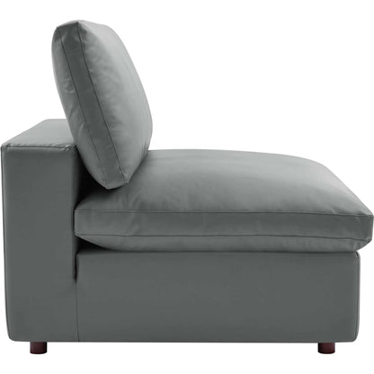 Wheatland Down Filled Overstuffed Vegan 4-Piece Sectional Sofa by Evans & Londeen in tan. Made from solid wood, plastic foot pad, spring pocket, m3 density foam, seat cushion: doll cotton 50%, down feather 50% in a modern style.