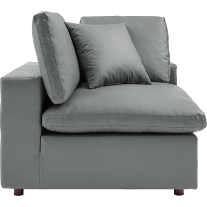 Wheatland Down Filled Overstuffed Vegan 4-Piece Sectional Sofa by Evans & Londeen in tan. Made from solid wood, plastic foot pad, spring pocket, m3 density foam, seat cushion: doll cotton 50%, down feather 50% in a modern style.