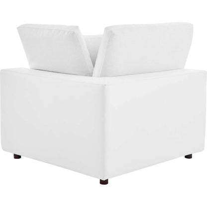 Wheatland Down Filled Overstuffed Vegan 4-Piece Sectional Sofa by Evans & Londeen in tan. Made from solid wood, plastic foot pad, spring pocket, m3 density foam, seat cushion: doll cotton 50%, down feather 50% in a modern style.