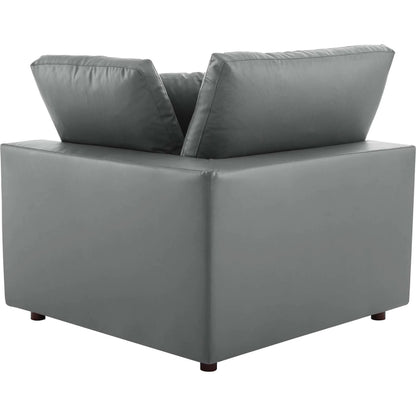 Wheatland Down Filled Overstuffed Vegan 5-Piece Sectional Sofa by Evans & Londeen in tan. Made from solid wood, plastic foot pad, spring pocket, m3 density foam, seat cushion: doll cotton 50%, down feather 50% in a modern style.