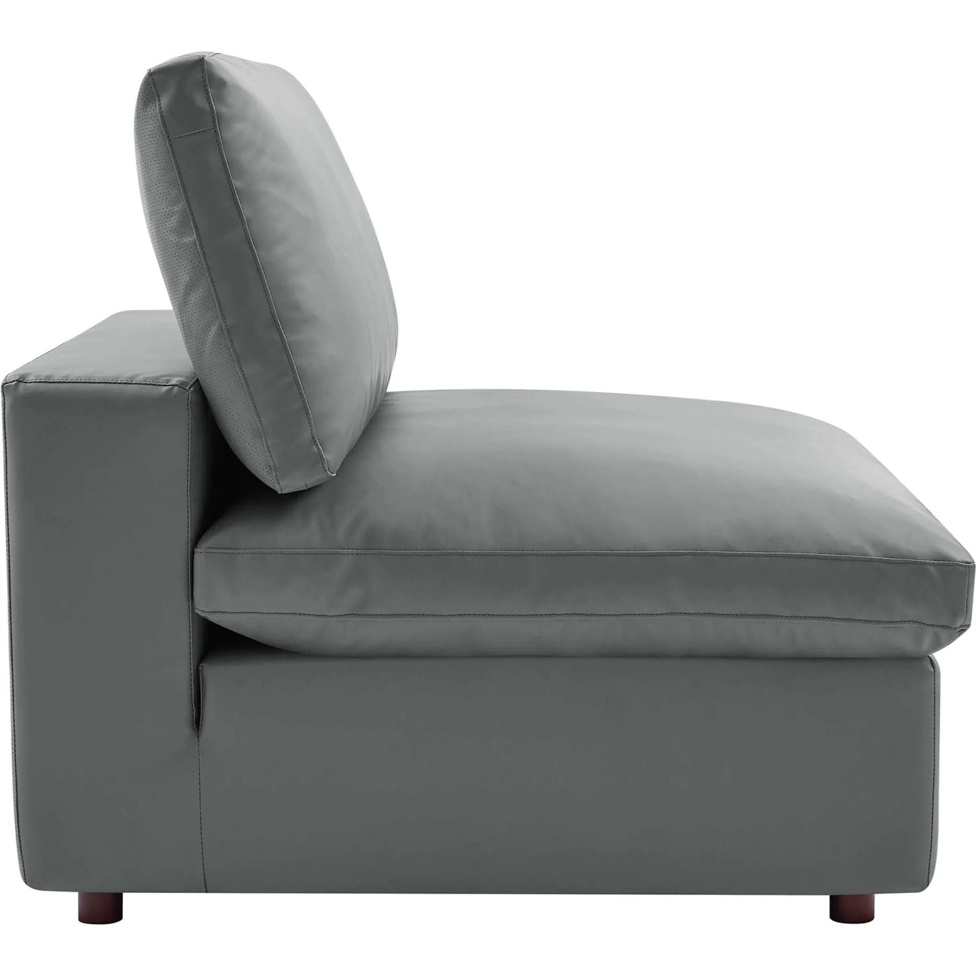 Wheatland Down Filled Overstuffed Vegan 5-Piece Sectional Sofa by Evans & Londeen in tan. Made from solid wood, plastic foot pad, spring pocket, m3 density foam, seat cushion: doll cotton 50%, down feather 50% in a modern style.