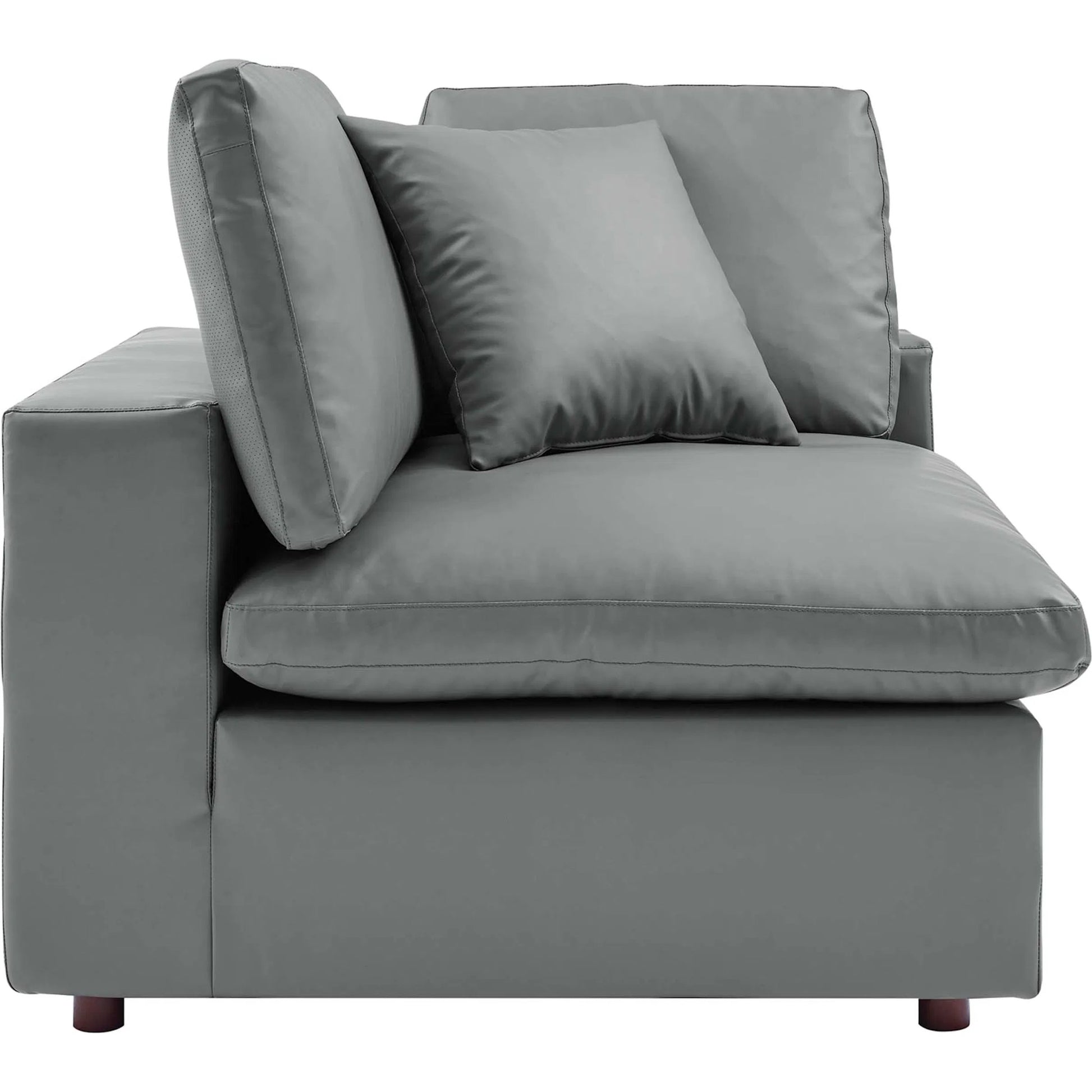 Wheatland Down Filled Overstuffed Vegan 6-Piece Sectional Sofa by Evans & Londeen in tan. Made from solid wood, plastic foot pad, spring pocket, m3 density foam, seat cushion: doll cotton 50%, down feather 50% in a modern style.