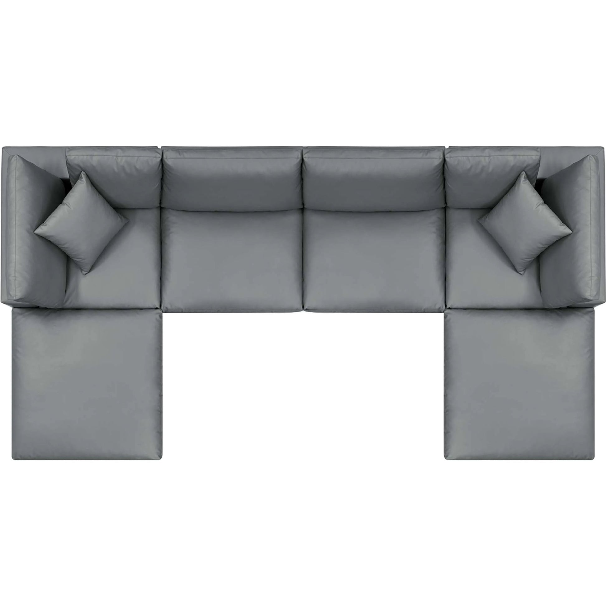 Wheatland Down Filled Overstuffed Vegan 6-Piece Sectional Sofa by Evans & Londeen in tan. Made from solid wood, plastic foot pad, spring pocket, m3 density foam, seat cushion: doll cotton 50%, down feather 50% in a modern style.