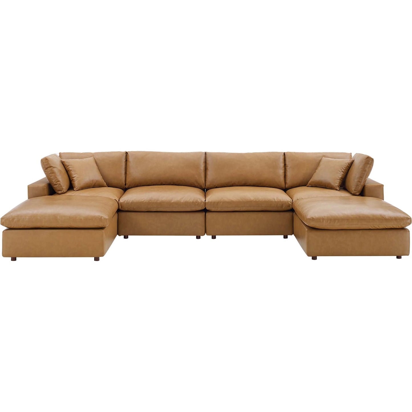 001 SI-1928394 | Primary Silo | Wheatland Down Filled Overstuffed Vegan 6-Piece Sectional Sofa by Evans & Londeen in tan. Made from solid wood, plastic foot pad, spring pocket, m3 density foam, seat cushion: doll cotton 50%, down feather 50% in a modern st