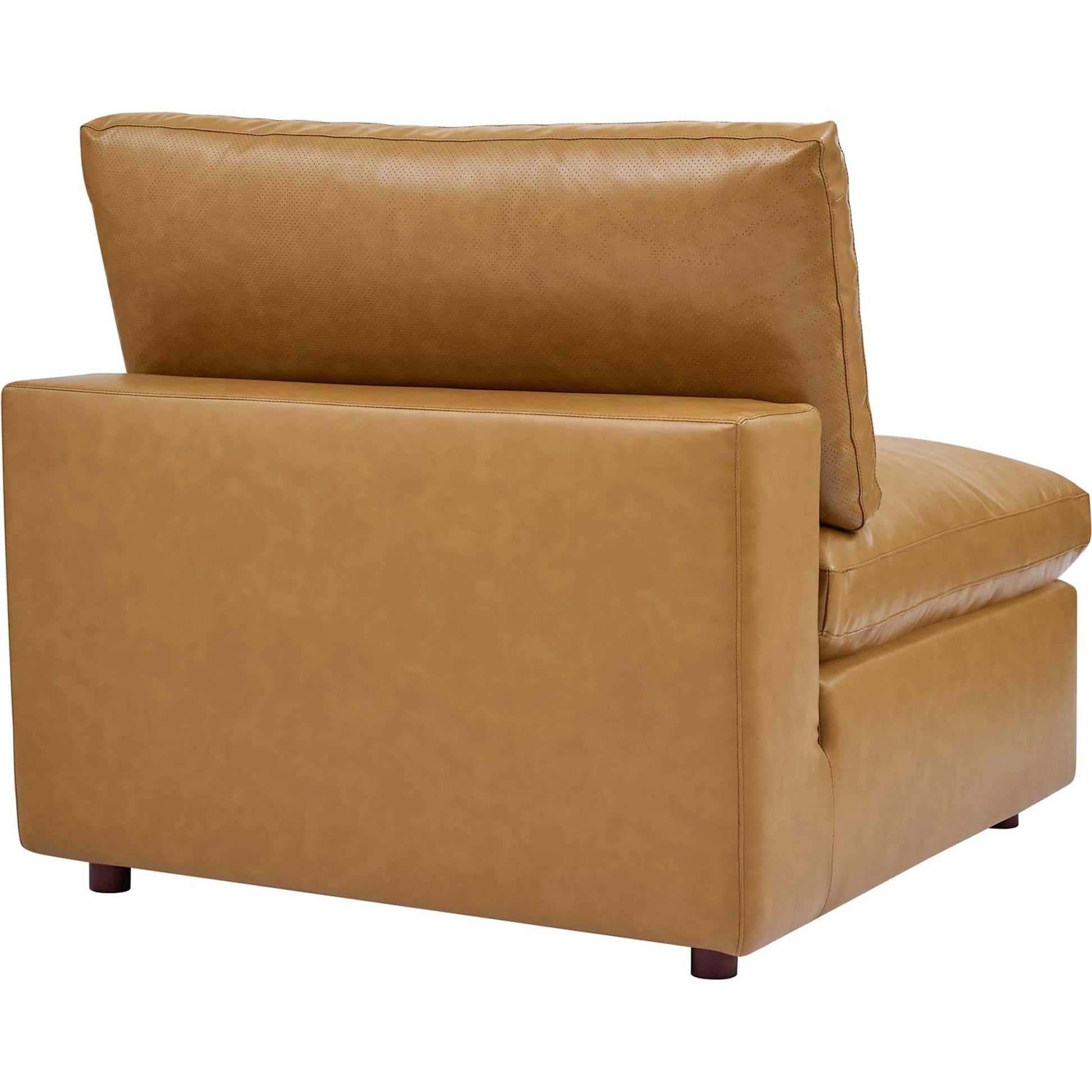 Wheatland Down Filled Overstuffed Vegan 6-Piece Sectional Sofa by Evans & Londeen in tan. Made from solid wood, plastic foot pad, spring pocket, m3 density foam, seat cushion: doll cotton 50%, down feather 50% in a modern style.