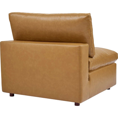 Wheatland Down Filled Overstuffed Vegan 6-Piece Sectional Sofa by Evans & Londeen in tan. Made from solid wood, plastic foot pad, spring pocket, m3 density foam, seat cushion: doll cotton 50%, down feather 50% in a modern style.