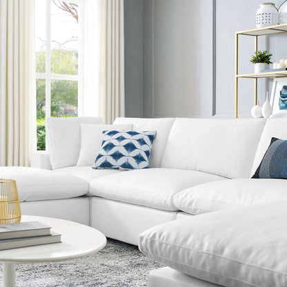 Wheatland Down Filled Overstuffed Vegan 6-Piece Sectional Sofa by Evans & Londeen in tan. Made from solid wood, plastic foot pad, spring pocket, m3 density foam, seat cushion: doll cotton 50%, down feather 50% in a modern style.