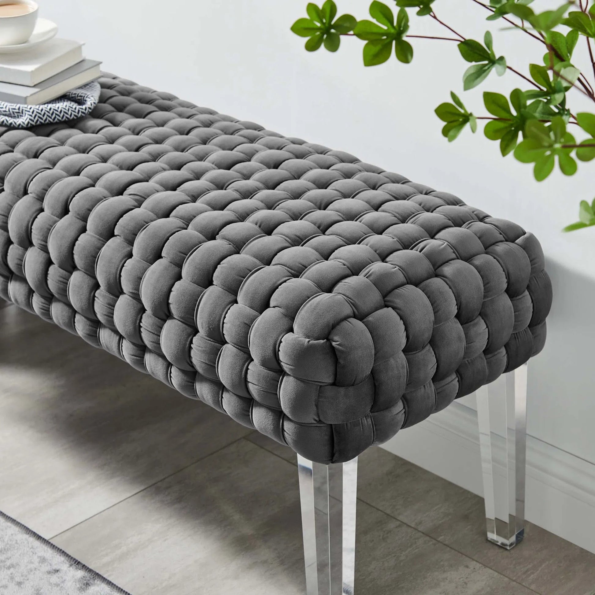 Skagway Woven Ottoman by Evans & Londeen. Made from plywood, seat: top foam density 38kg, m3 with thickness 20mm, 100% polyester, white foot pad at the bottom, solid wood in a modern style.