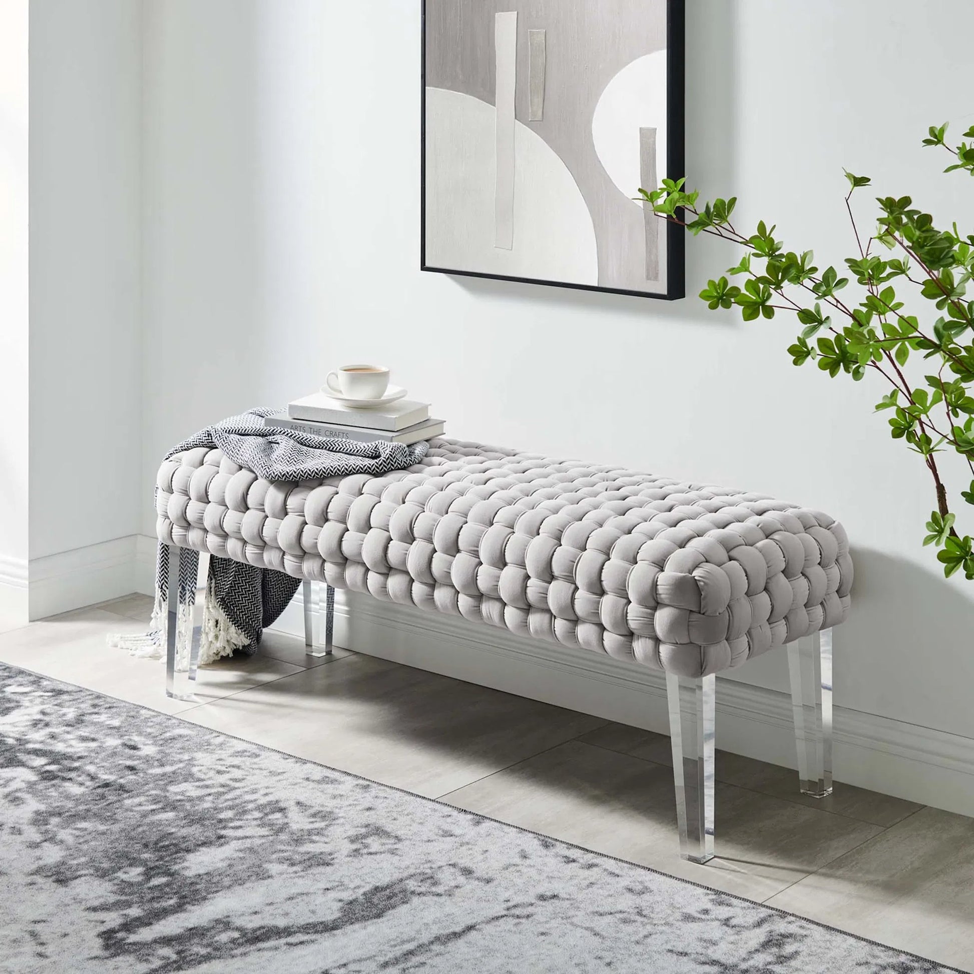 Skagway Woven Ottoman by Evans & Londeen. Made from plywood, seat: top foam density 38kg, m3 with thickness 20mm, 100% polyester, white foot pad at the bottom, solid wood in a modern style.